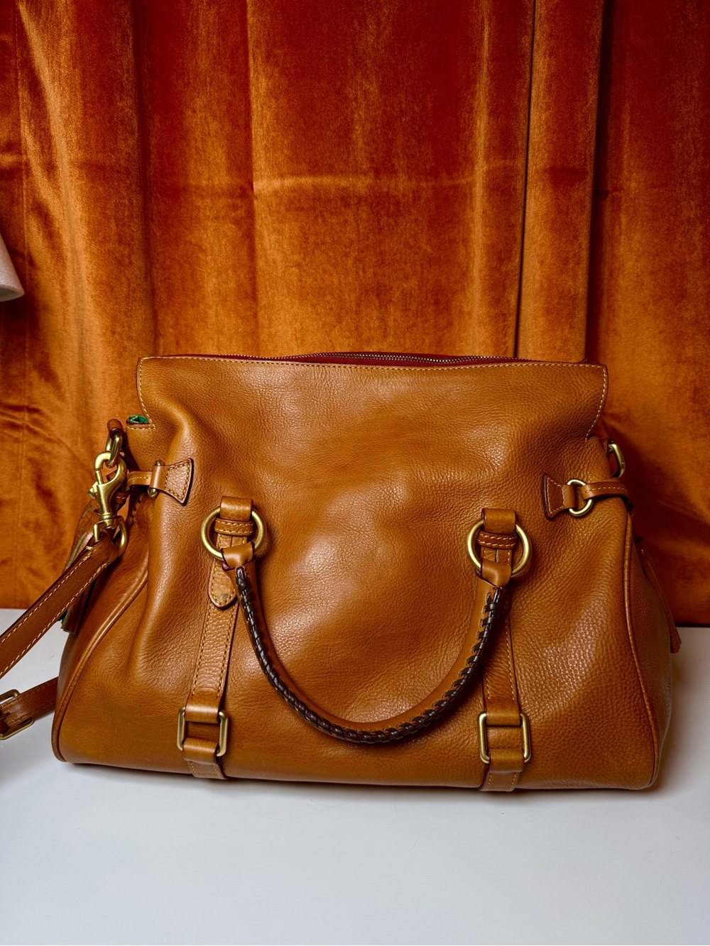 Dooney & Bourke Florentine Leather Satchel Natural Tan Bag J4844068 EUC Clean - Picture 5 of 12